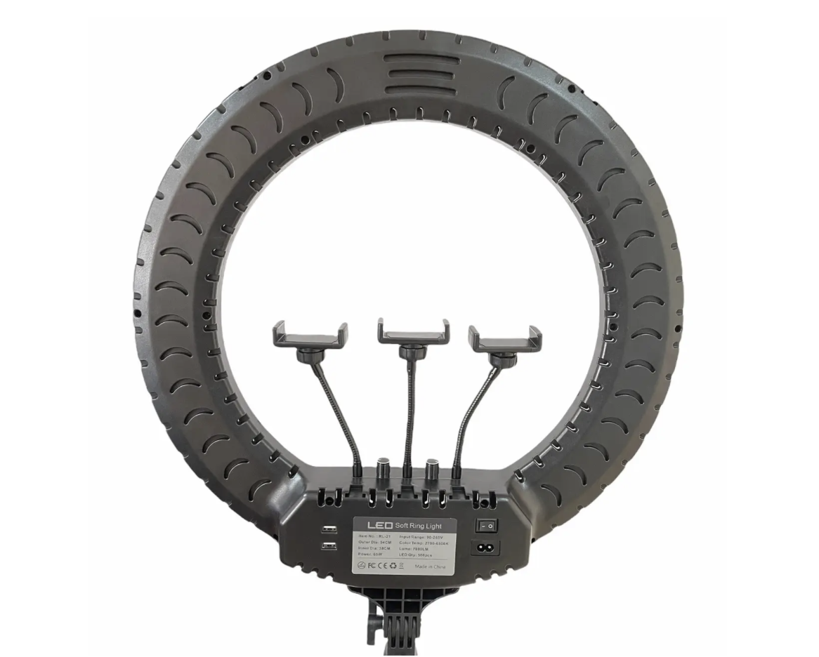 Кільцева лампа RL-21 LED 54 см 55 Вт з тримачами для телефона/пультом/чохлом/штативом 2 м (Е500126) - фото 6 Кільцева лампа RL-21 LED 54 см 55 Вт з тримачами для телефона/пультом/чохлом/штативом 2 м (Е500126) - фото 6