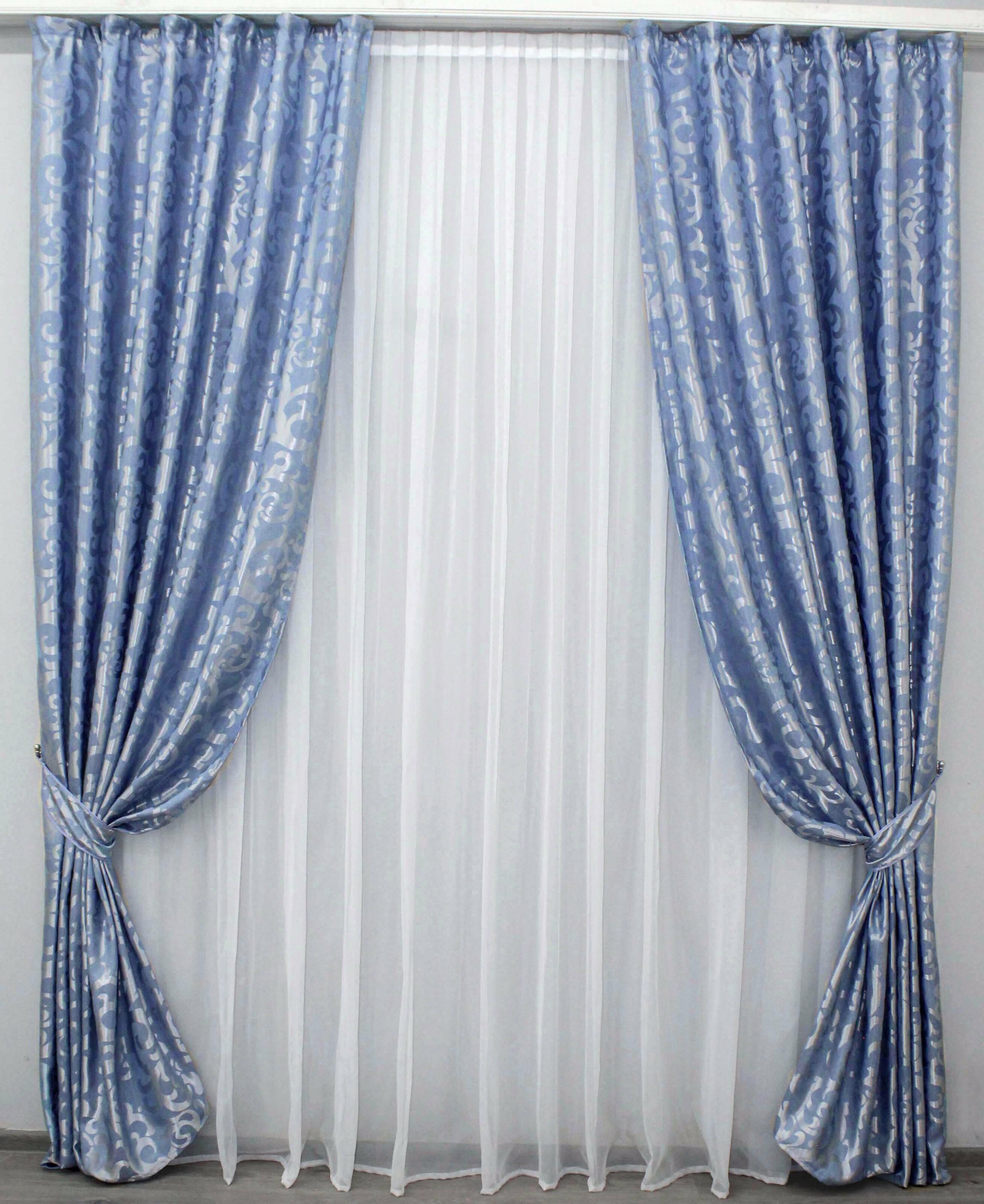 Комплект штор VR-Textil № 294ш жаккард 150х270 см 2 шт. Голубой (30-890)