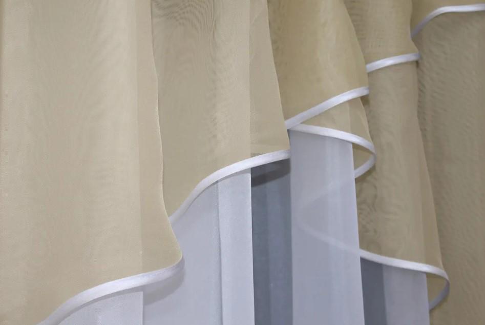 Гардина с аркой/ламбрекеном на кухню 270х170 см Белый/Бежевый (025к) - фото 4