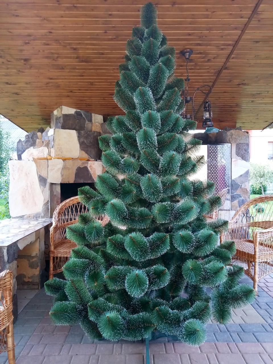 Сосна штучна Білі кінчики в снігу пишна 250 см з підставкою в коробці (23500675)