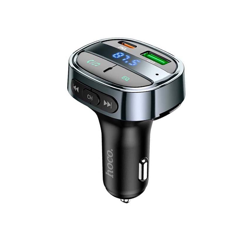 Адаптер автомобільний Hoco car BT FM transmitter E70 2USB/Type-C PD/QC 30 W 3 A Black (554254) - фото 1