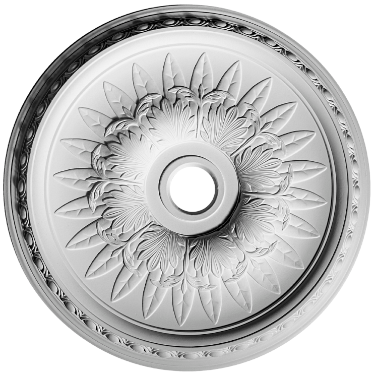 Розетка потолочная ErmitageDecor P-20 классическая круглая с орнаментом из цветов гипс ⌀ 540 мм