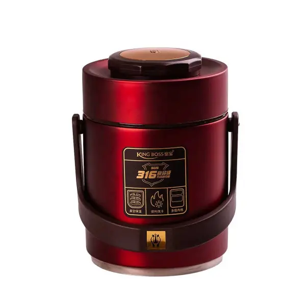 Термос для еды King Boss с двумя металлическими контейнерами из нержавеющей стали 1,5 л Красный (147-107-HP156R)