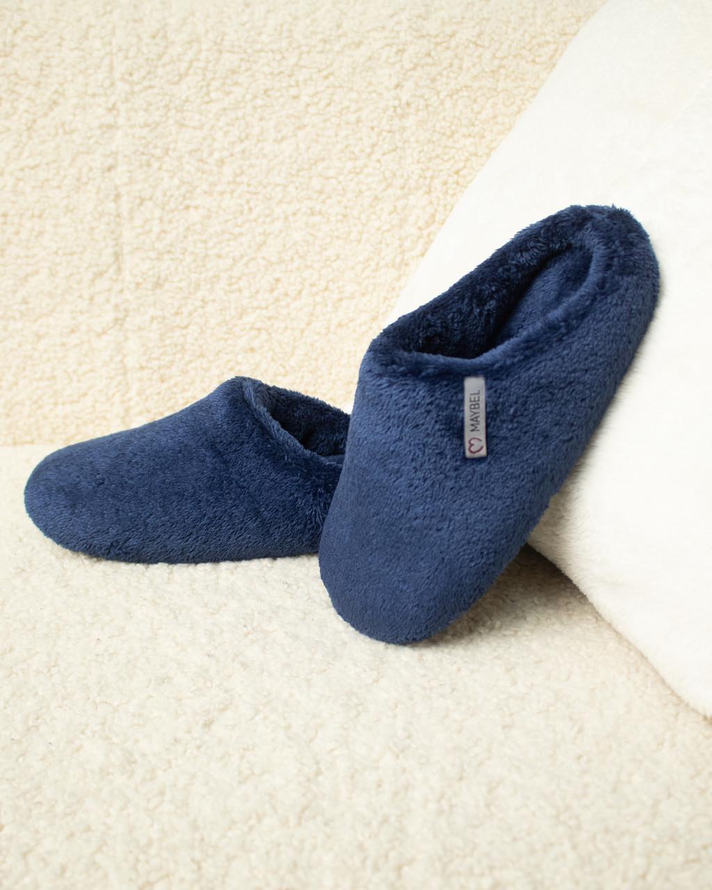 Тапочки домашние махровые закрытые утепленные Темно-синий (2140835973)