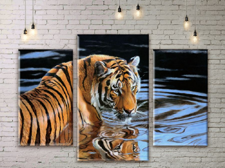 Картина модульная 3 части ArtStar Тигр 120х180 см ADJ0060