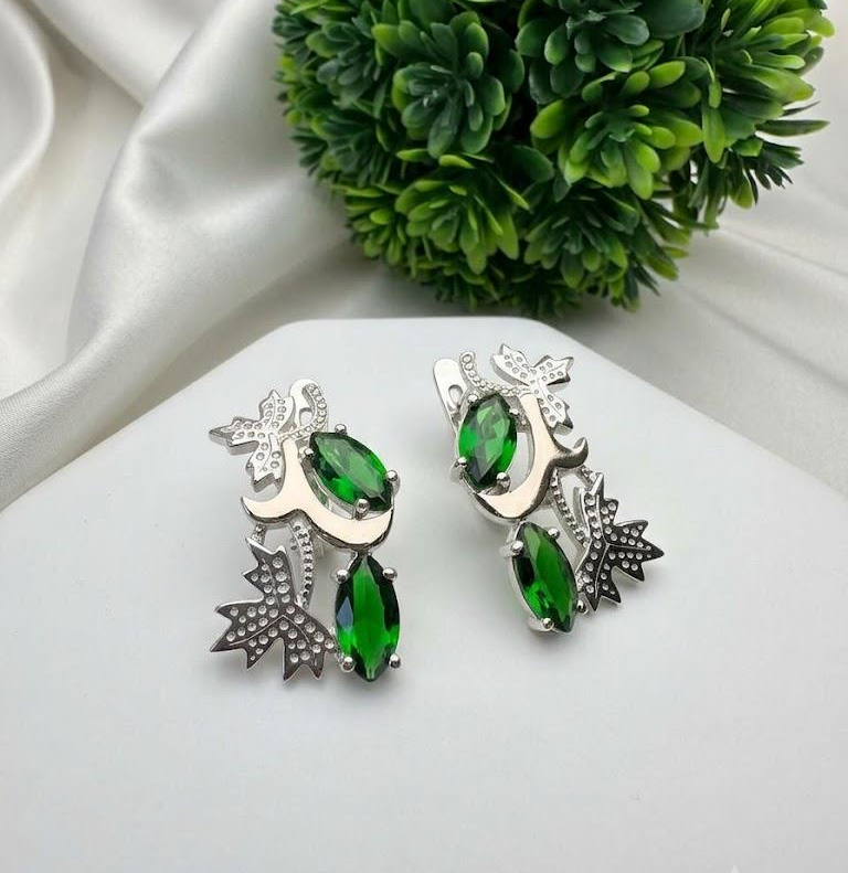 Серьги из серебра 925 с золотыми напайками 375 и цирконами Канада (2974249931)