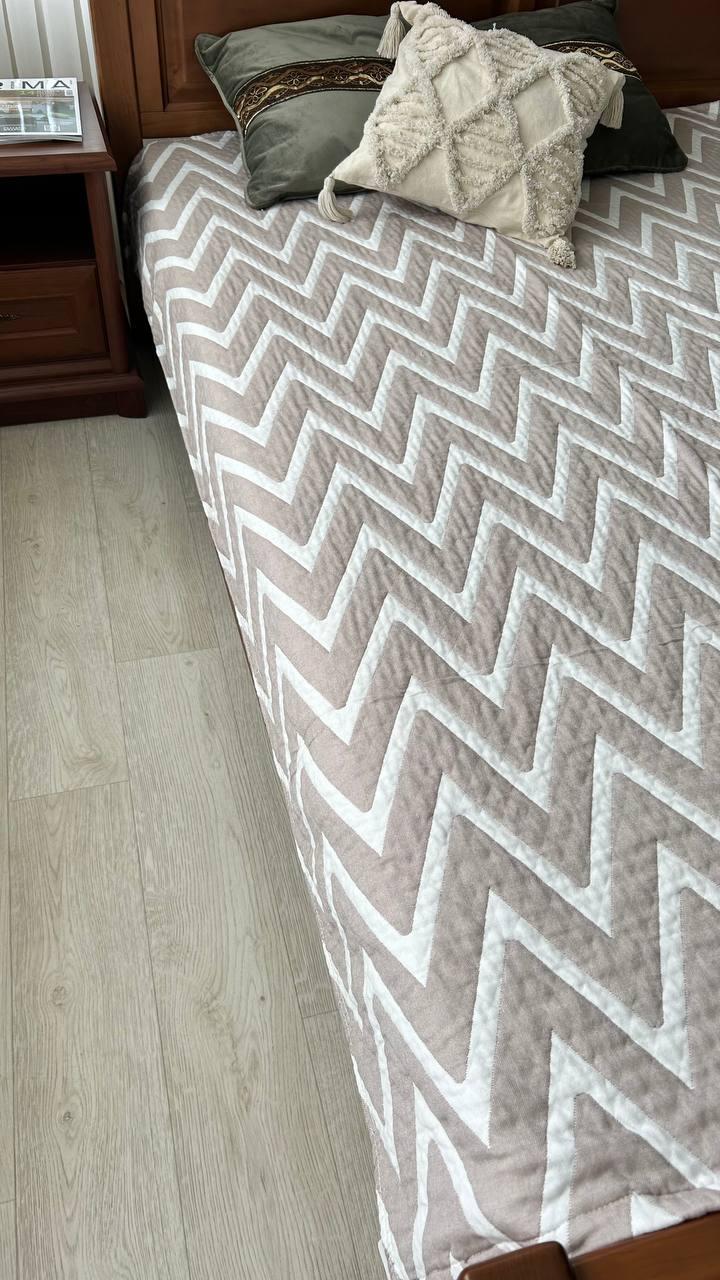 Покрывало на кровать хлопковое 230х200 Темно-бежевый (П4К-M-muslin03-02)