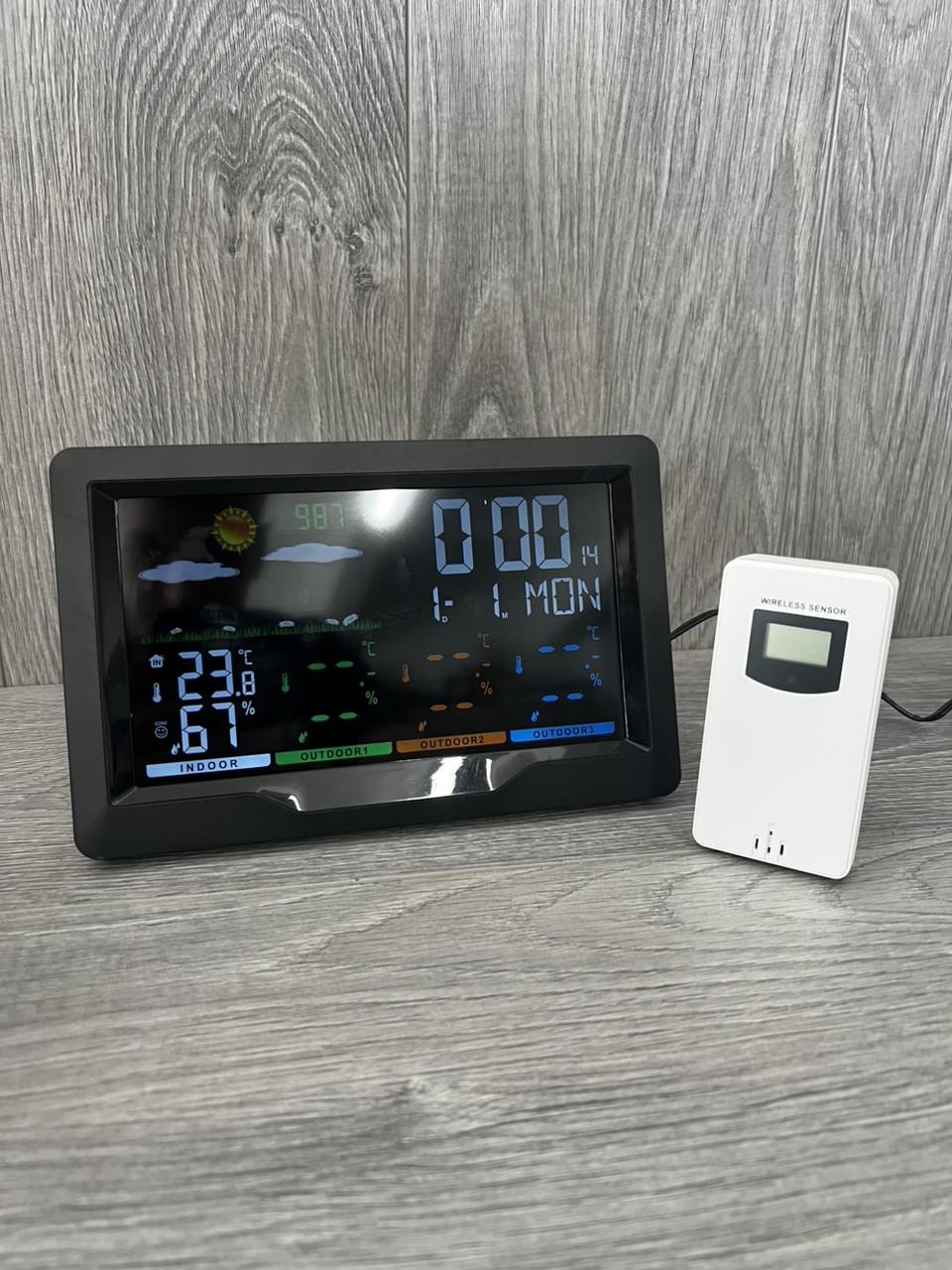 Метеостанция BERDSEN BD-904 с беспроводным датчиком будильником фазами Луны и термометром Black Метеостанция BERDSEN BD-904 с беспроводным датчиком будильником фазами Луны и термометром Black