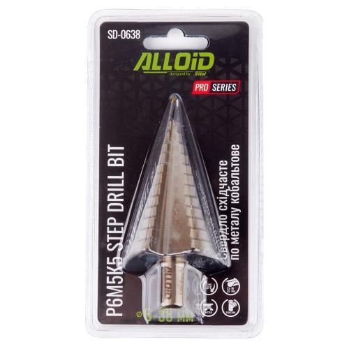 Свердло ступінчасте Alloid Pro по металу кобальтове Р6М5К5 6-38 мм - фото 4