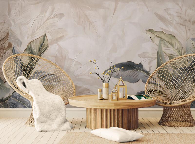 Фотообои бесшовные Нежные листья (S2130)