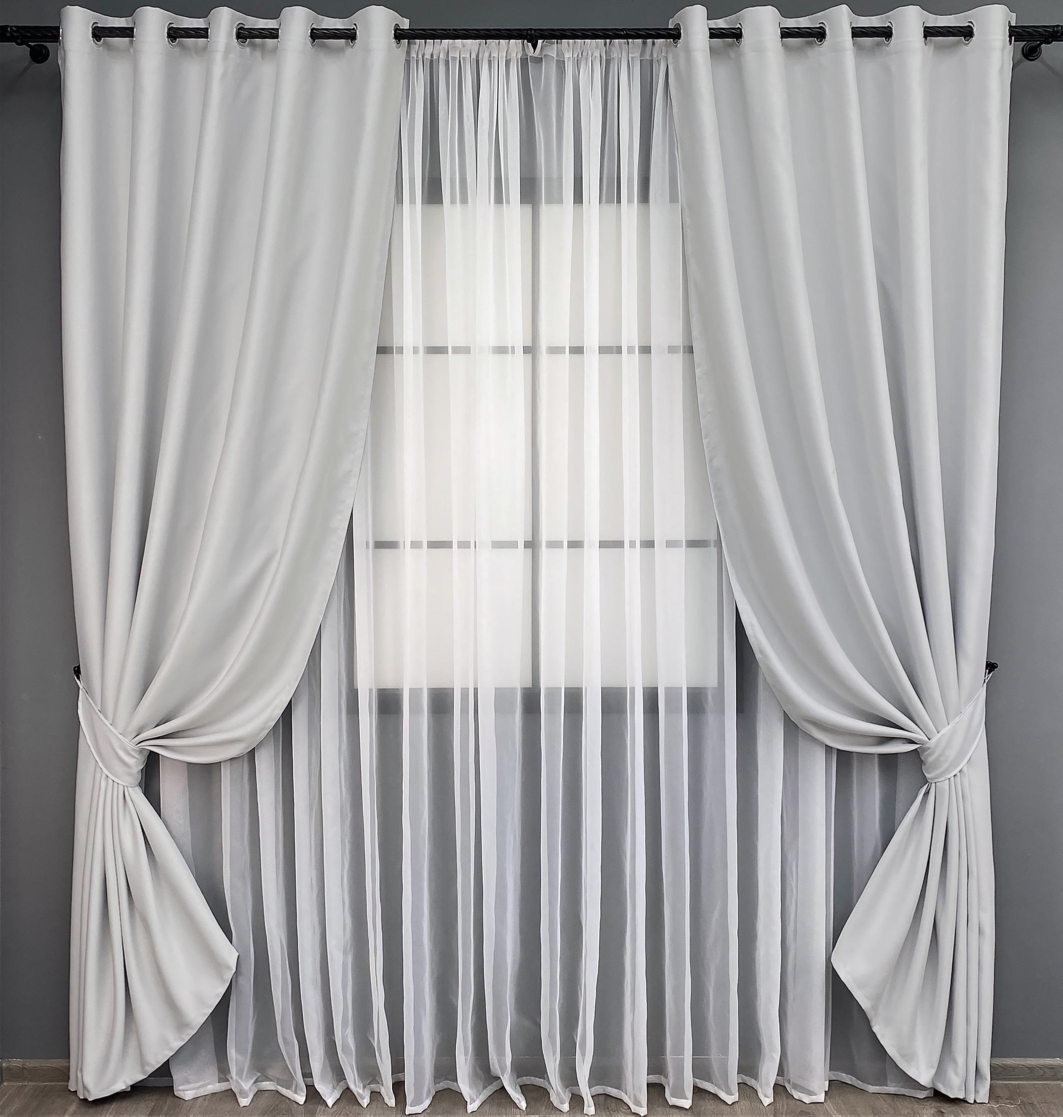 Комплект штор на люверсах VR-Textil Fusion Dimout №826ш 150х250 см 2 шт. Светло-серый (37-0113) - фото 1 Комплект штор на люверсах VR-Textil Fusion Dimout №826ш 150х250 см 2 шт. Светло-серый (37-0113) - фото 1