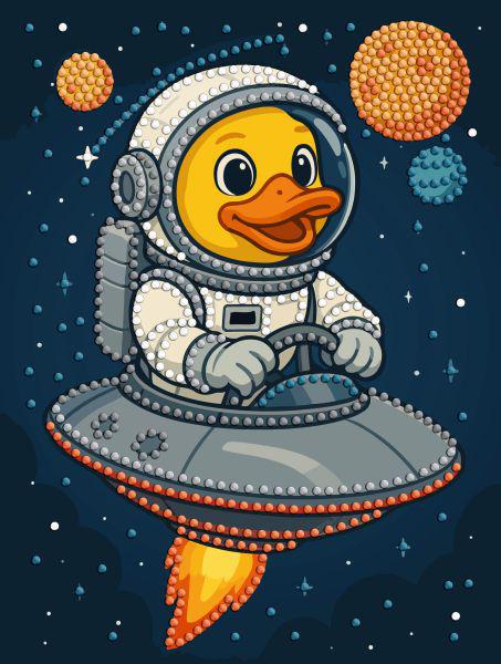 Алмазная мозаика с частичной выкладкой Ideyka Утка в космосе 15х20 см (Id-AMV1202)