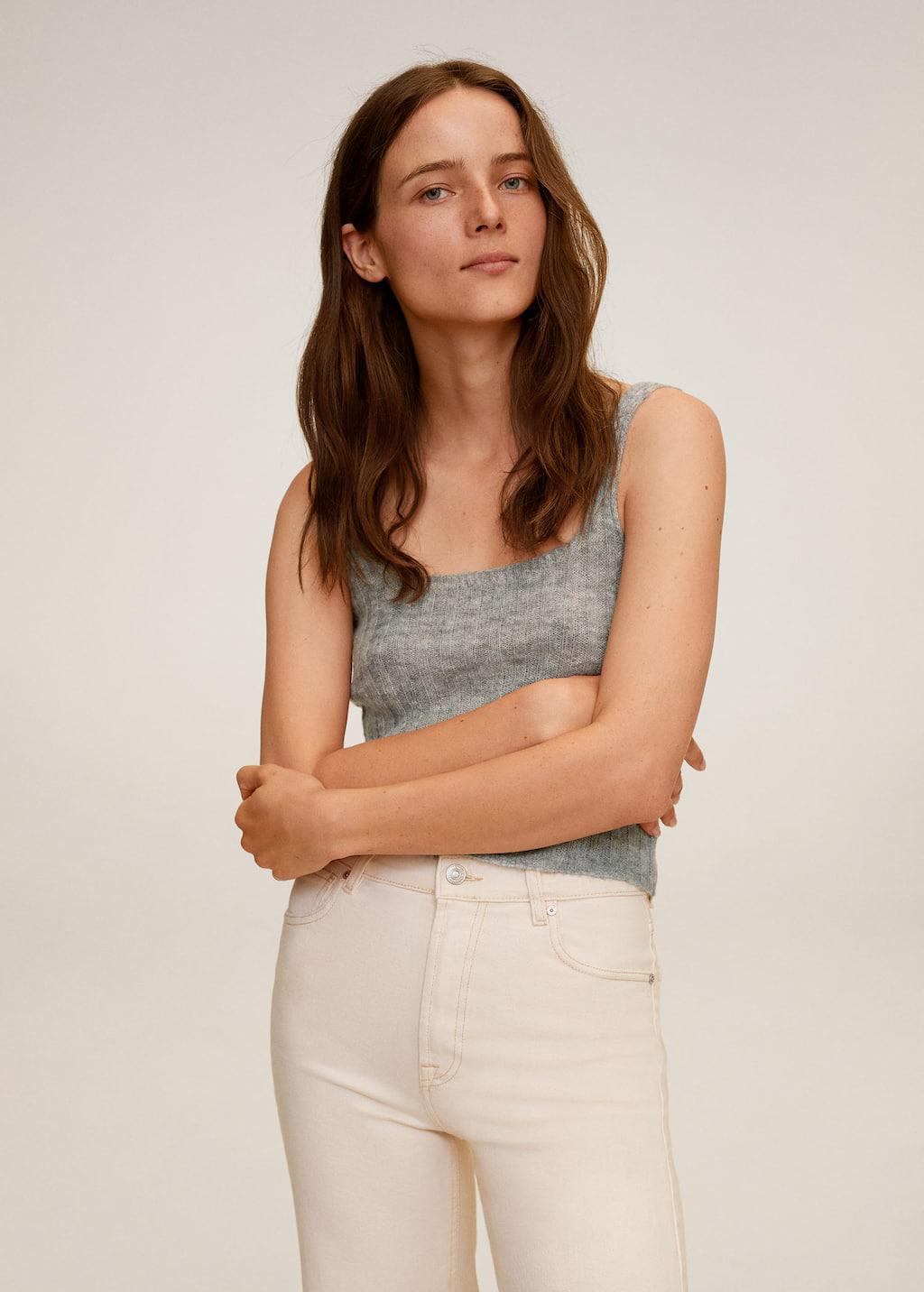 Майка женская Mango M Серый (9865057) - фото 5 Майка женская Mango M Серый (9865057) - фото 5