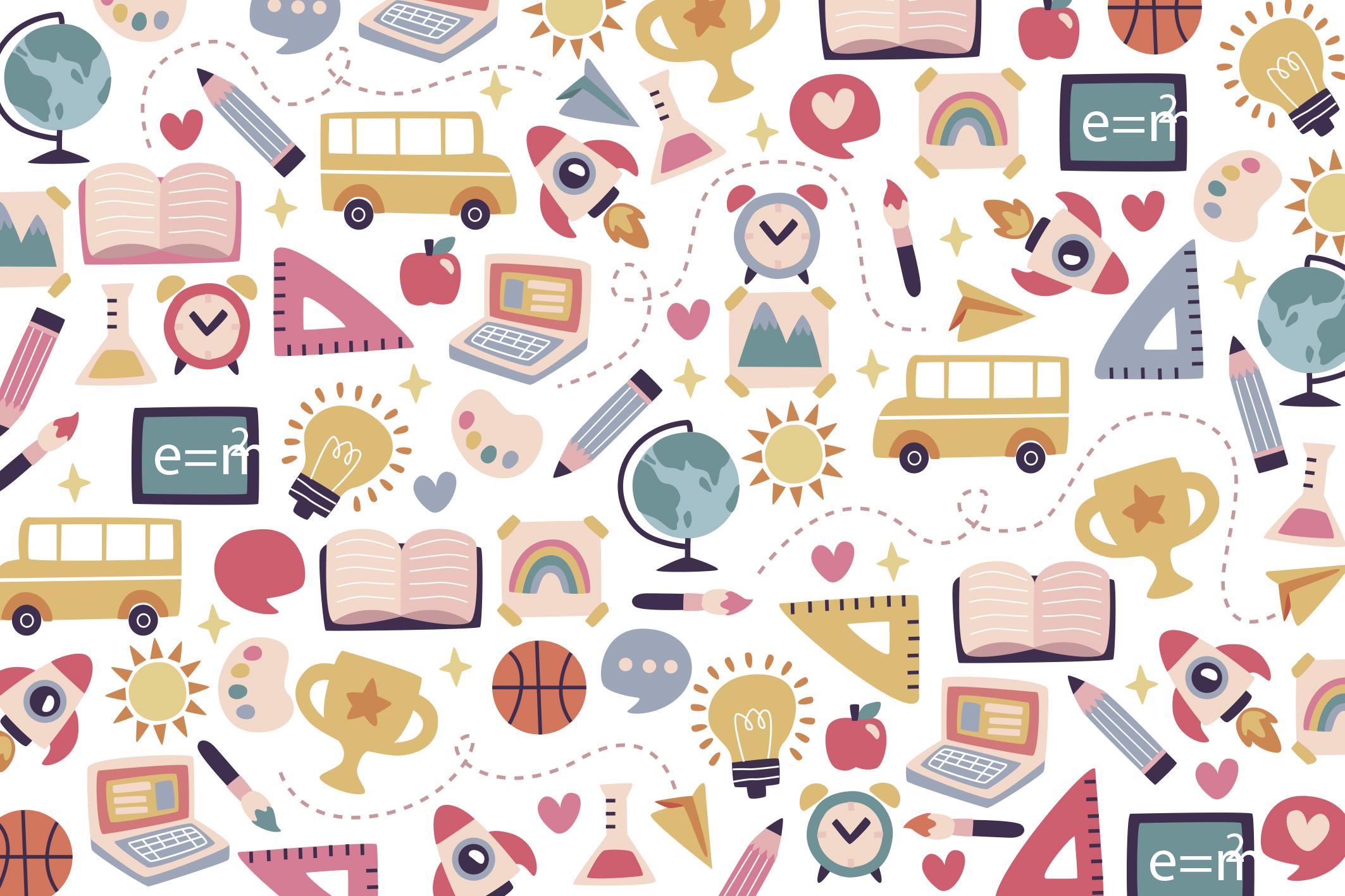 Фотообои флизелиновые Upstream Коллаж на школьную тематику 345х230 см (S5KID-058/6)