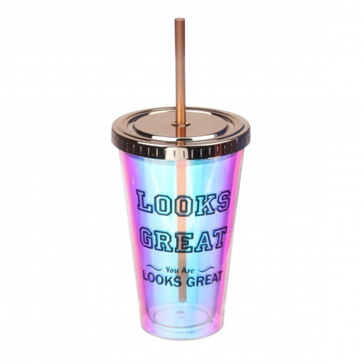 ᐉ Стакан тамблер акриловый с трубочкой 450 мл (69-1424)