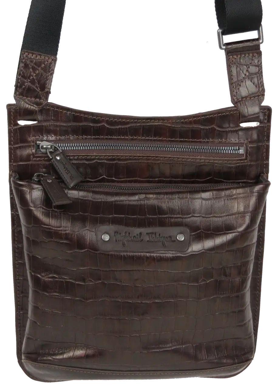 Сумка чоловіча Mykhail Ikhtyar натуральна шкіра Коричневий (45041 croco brown)