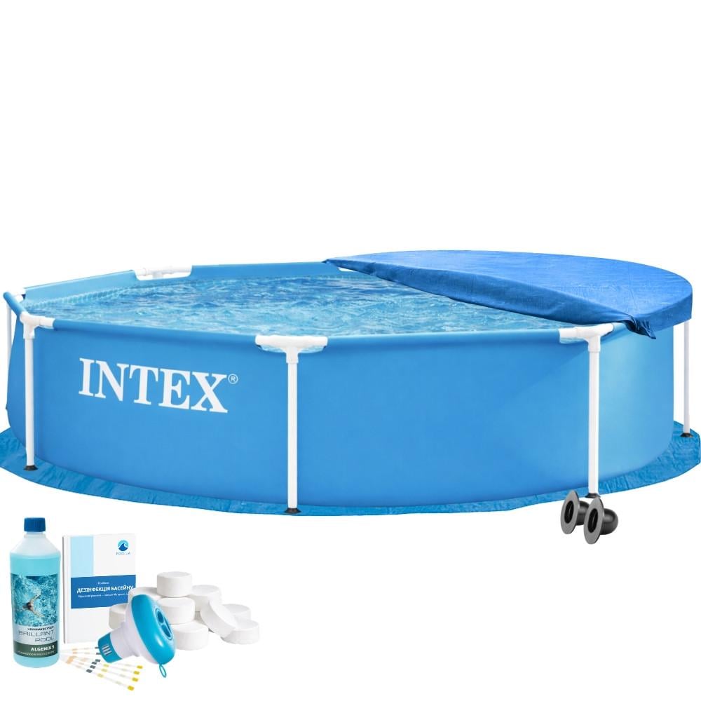 Бассейн каркасный круглый Intex 28205 5в1 244х51 см с тентом/подстилкой/химией Синий (147-9-28205-5)
