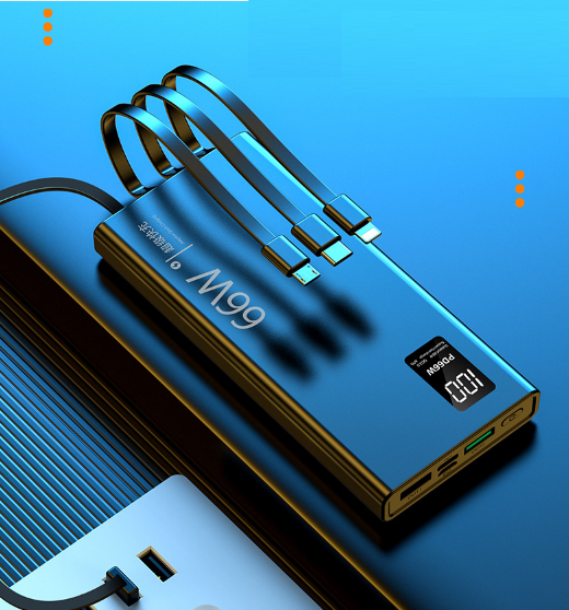 Повербанк со встроенными шнурами 66 W 30000 mAh (1237)