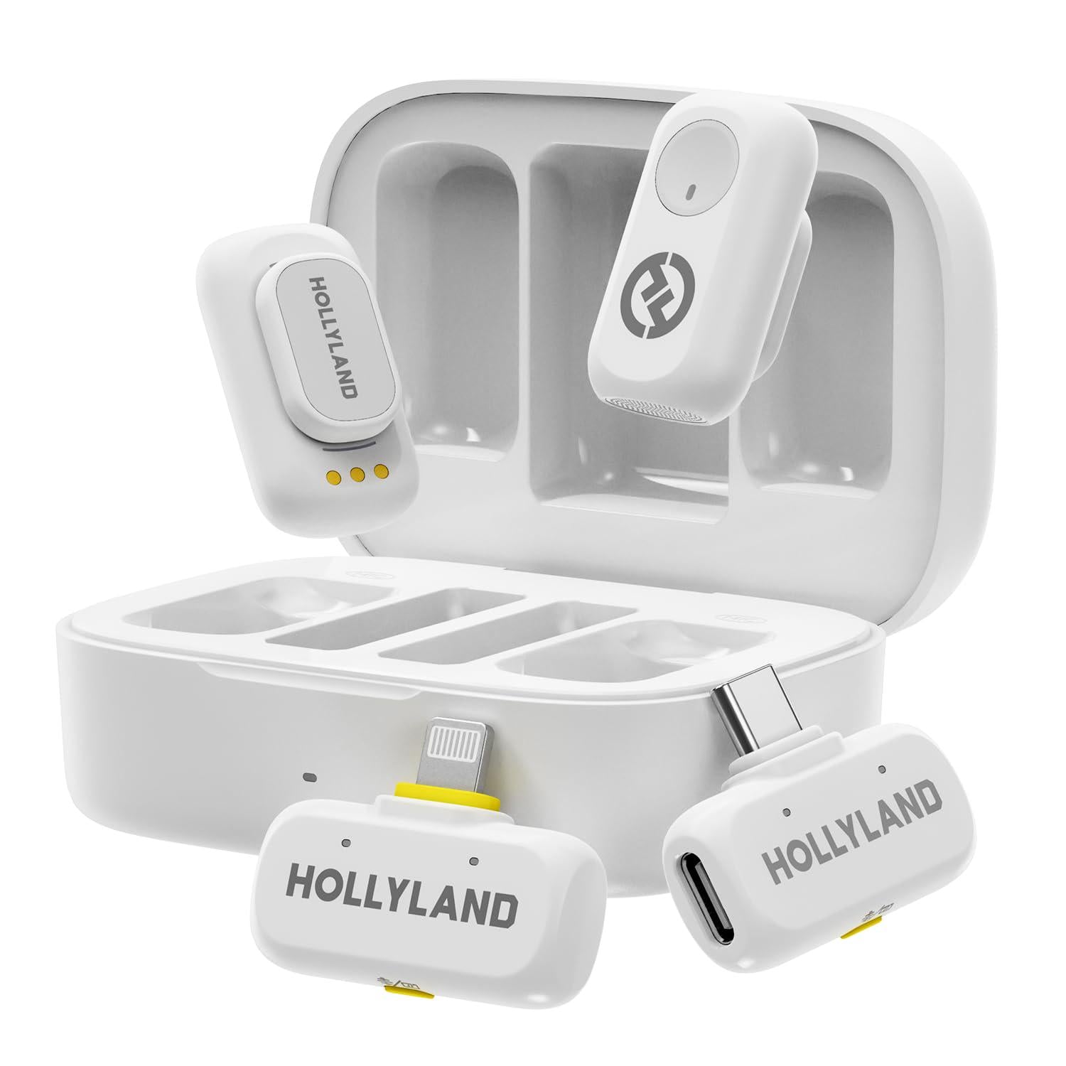 Микрофон петличный Hollyland Lark A1 Combo белый Lightning + Type-C для iPhone/Android с зарядным беспроводным кейсом 2 шт. (52018)
