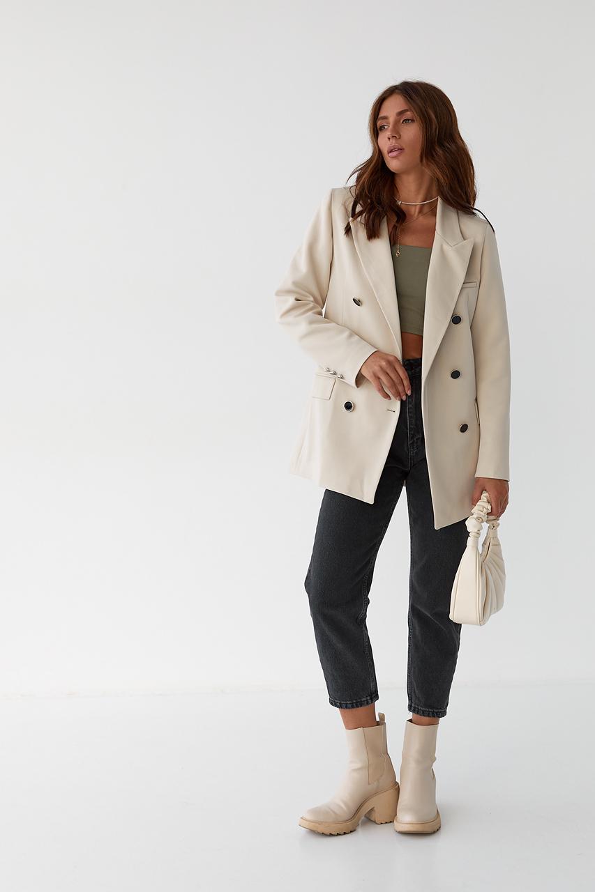 Пиджак двубортный M Бежевый (9528677) - фото 5 Пиджак двубортный M Бежевый (9528677) - фото 5