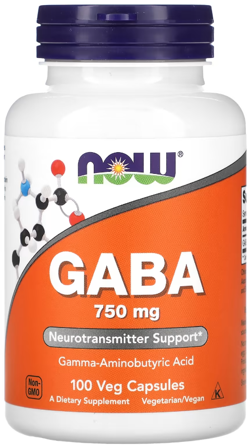 Аминокислота ГАБА ГАМК NOW Foods GABA 750 мг 100 вегетарианских капсул