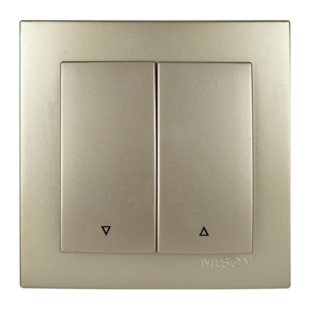 Вимикач двоклавішний Nilson Touran жалюзі Золотий (24151011)