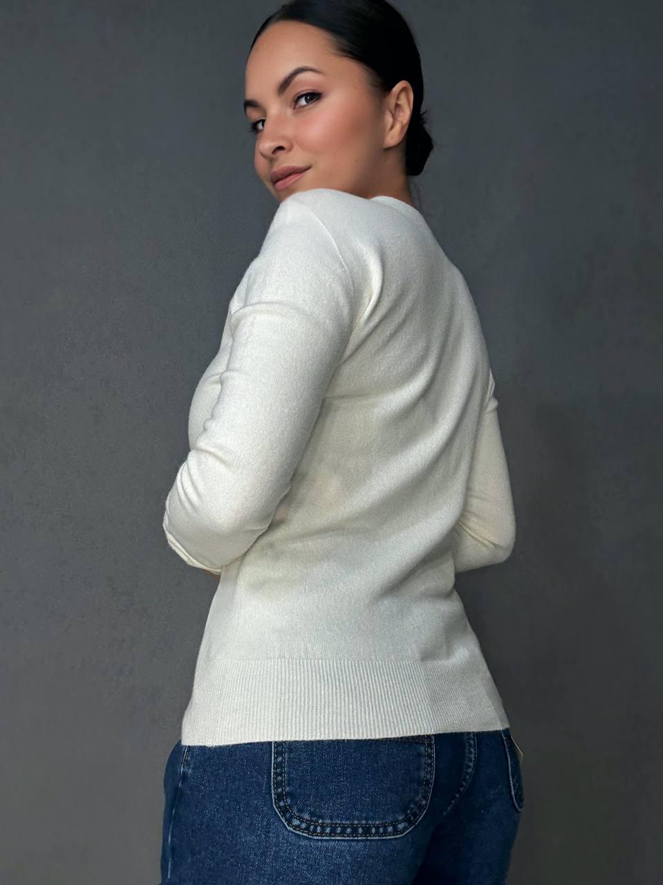 Светр жіночий A-N 2403 водолазка гольф базовий з круглим горлом OS Білий (5713) - фото 3 Светр жіночий A-N 2403 водолазка гольф базовий з круглим горлом OS Білий (5713) - фото 3