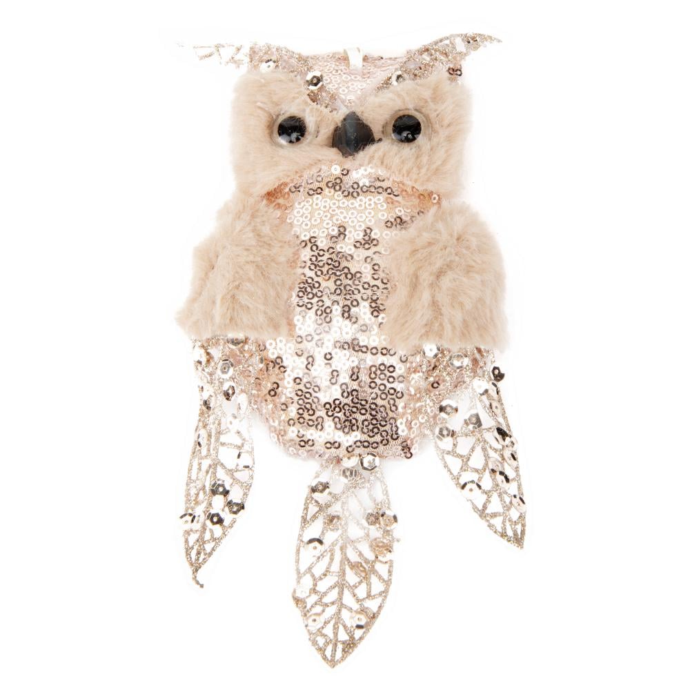 Мягкая новогодняя игрушка на елку Elisey Мудрая сова Золотой (NH-106-K-199)