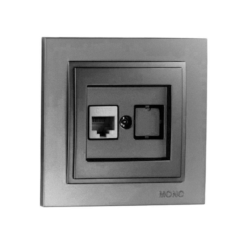 Розетка комп'ютерна Mono Electric DESPINA RJ45 CAT6 Антрацит (16241)