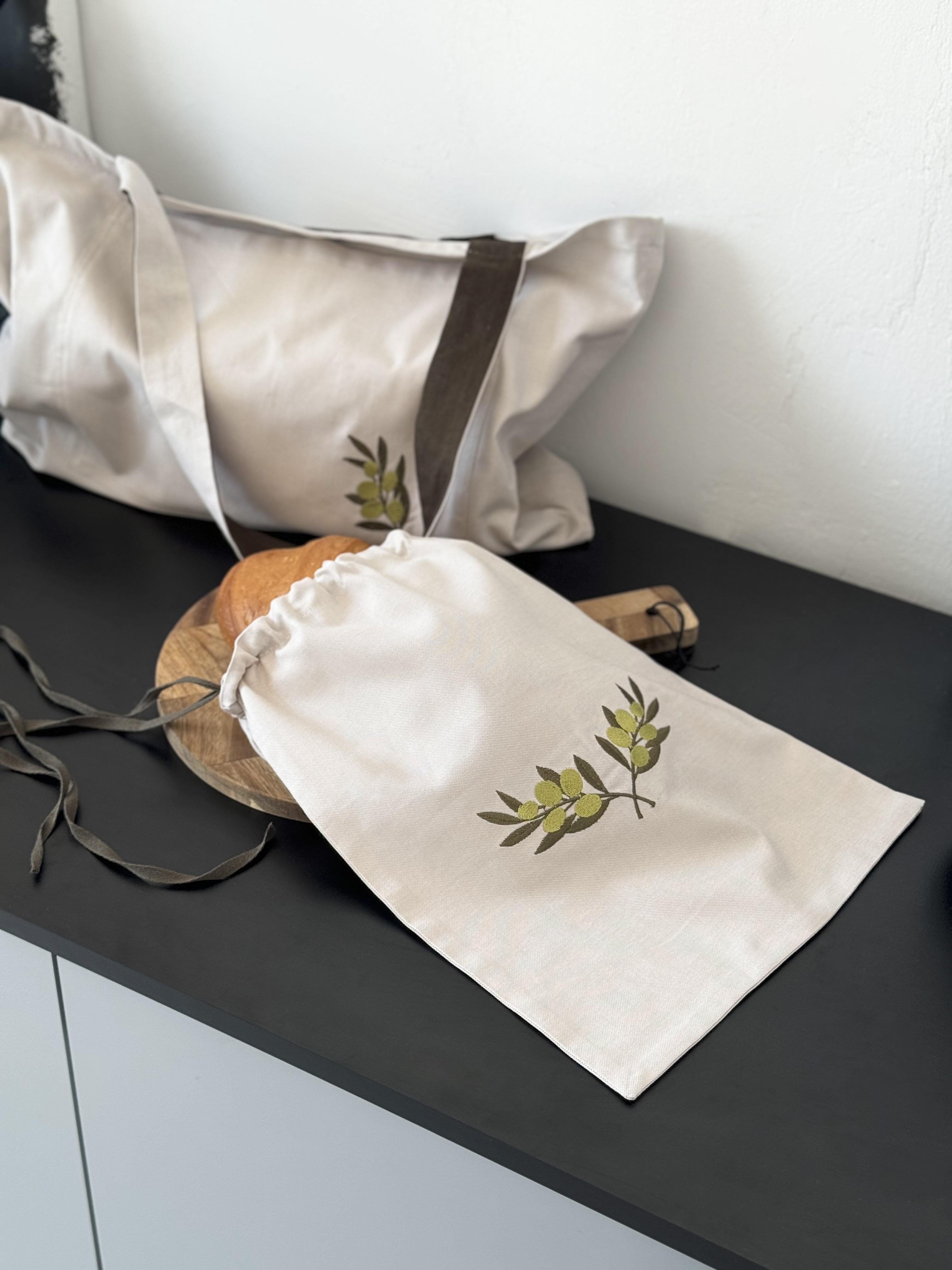 Мешочек для хлеба с вышивкой Оливковая веточка 30х40 см - фото 1 Мешочек для хлеба с вышивкой Оливковая веточка 30х40 см - фото 1