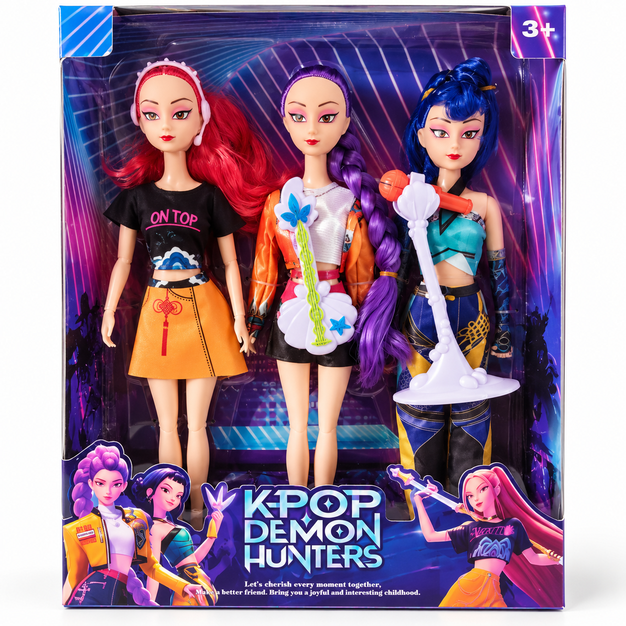 Набор кукол K-Pop Demon Hunters Руми/Мила и Зои шарнирные поющие охотницы на демонов кей-поп 3 шт. (3192358105)