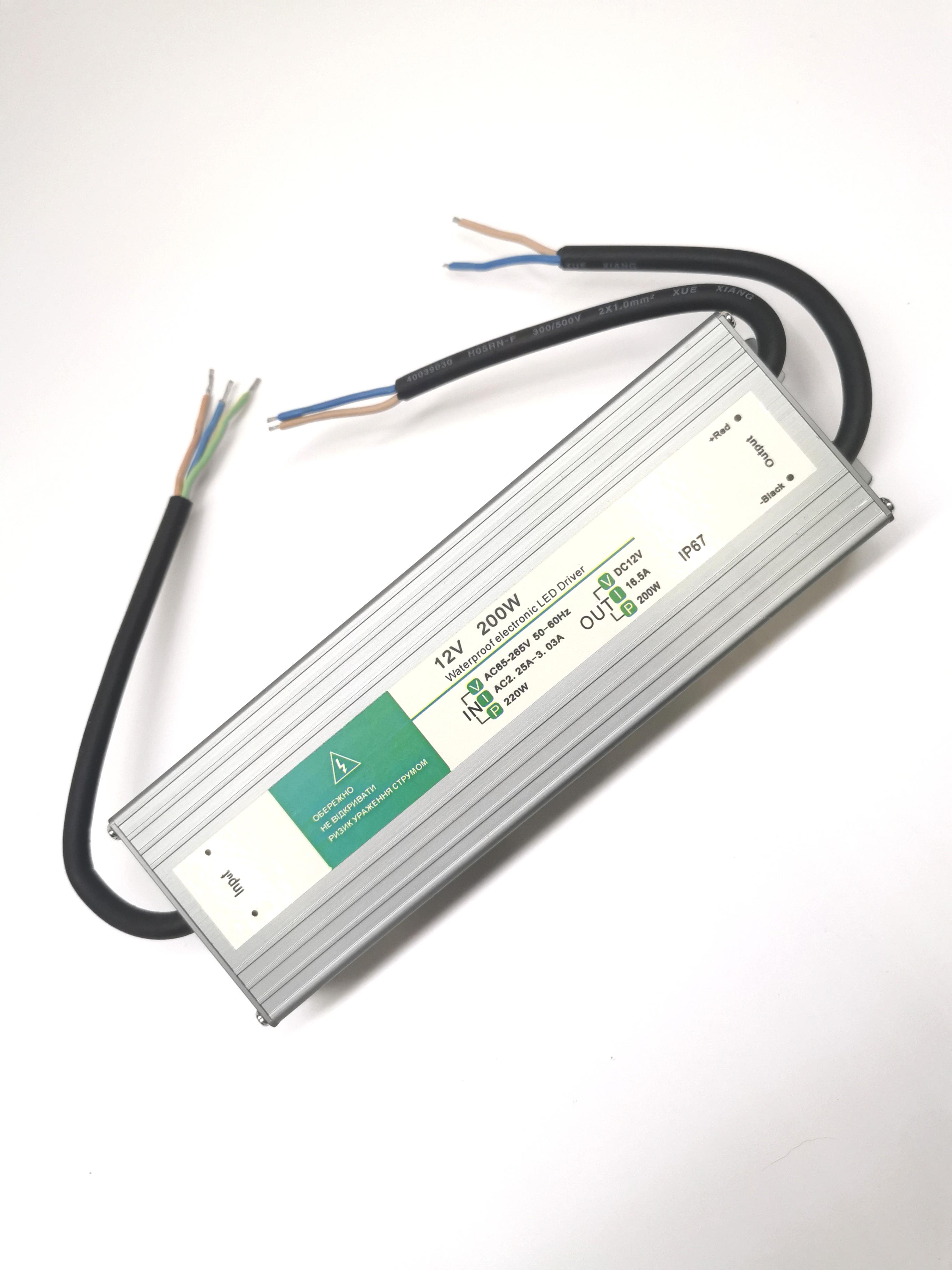 Блок питания с влагозащитой 12V 200W 16,5A 190х65х28 мм IP67 (32984) - фото 2