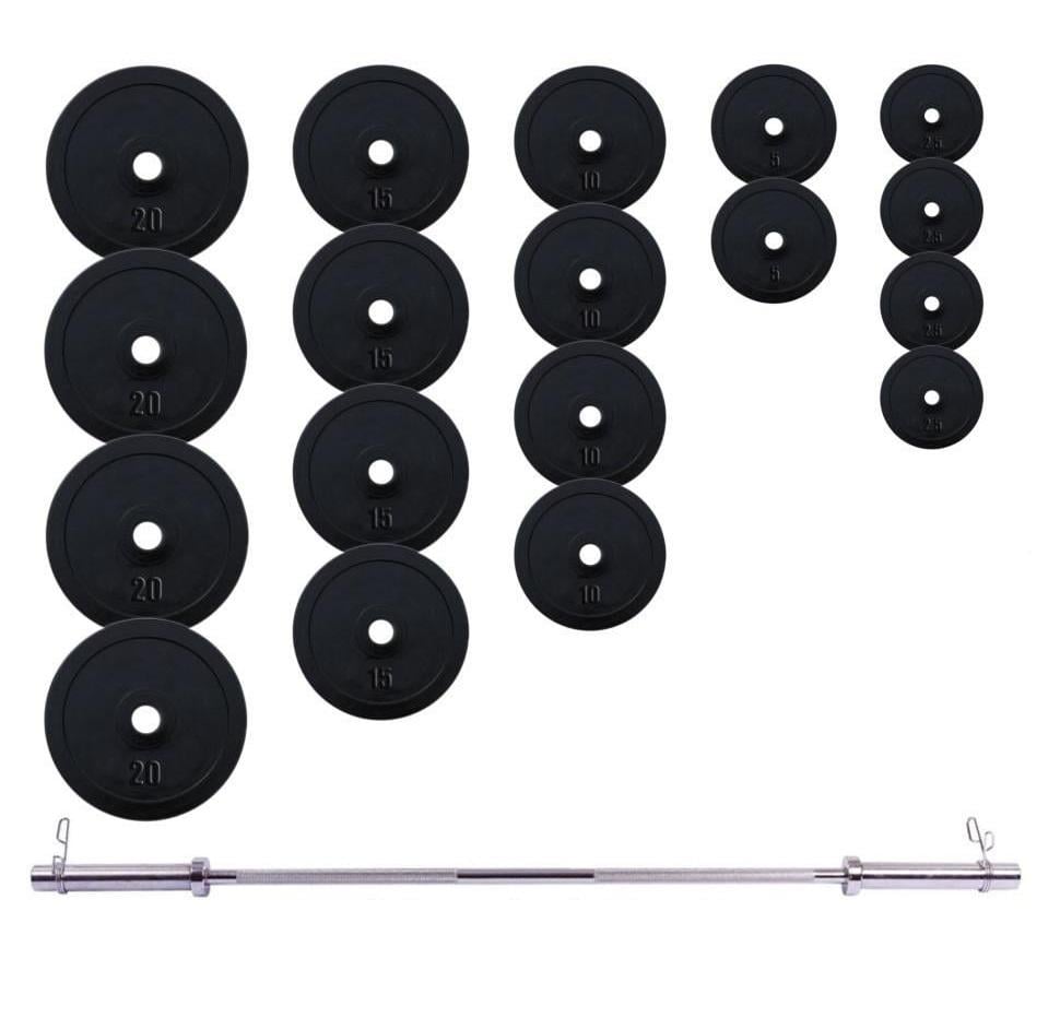 Штанга олимпийская RN-Sport с прорезиненными металлическими дисками 220 кг (2522949010_rn_2)