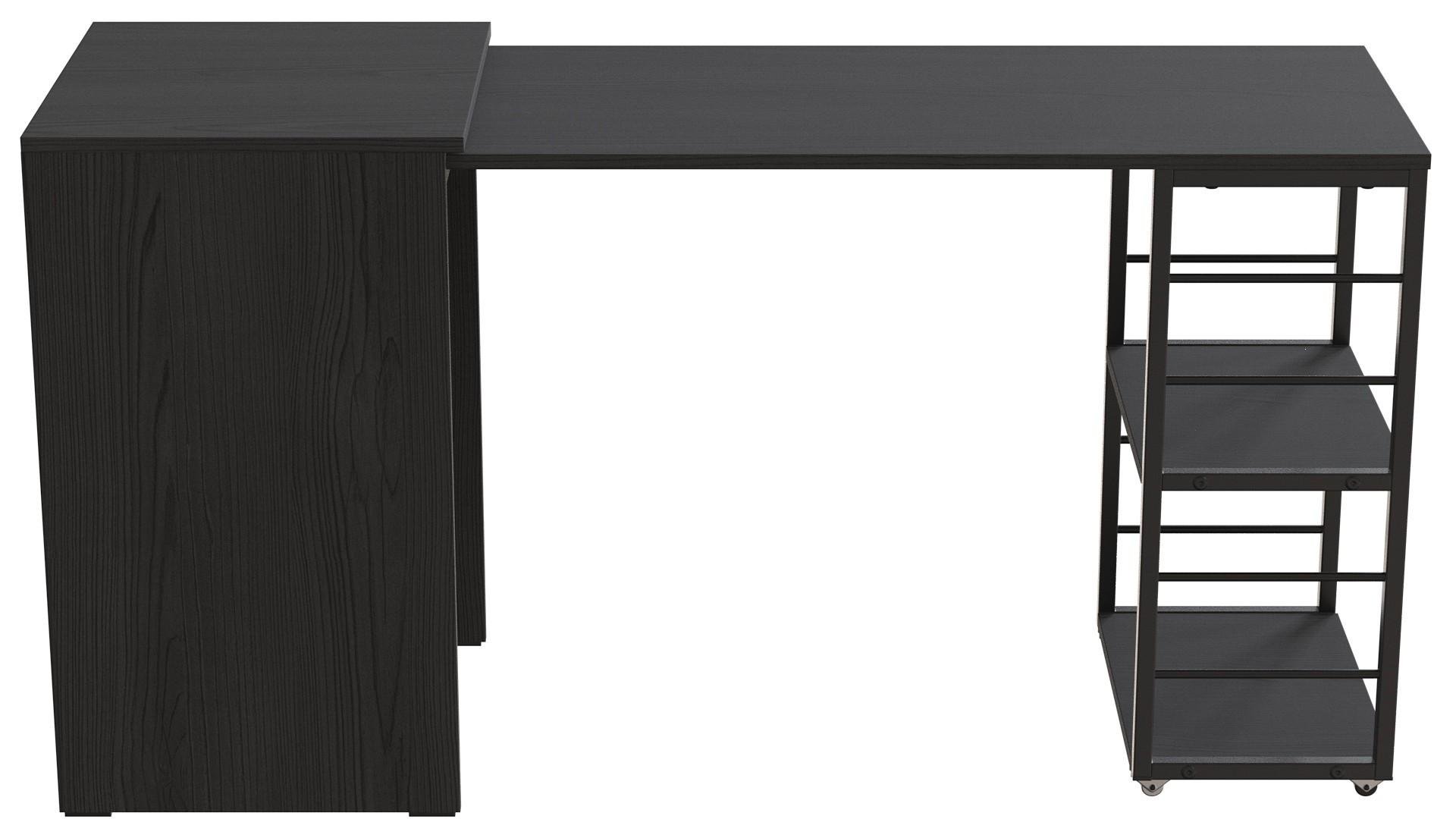 Стол-тумба трансформер Ferrum-decor Смарт 2/2 металл/ДСП 16 мм 750x1450x600 мм Черный/Бетон (FRD-105108) - фото 2