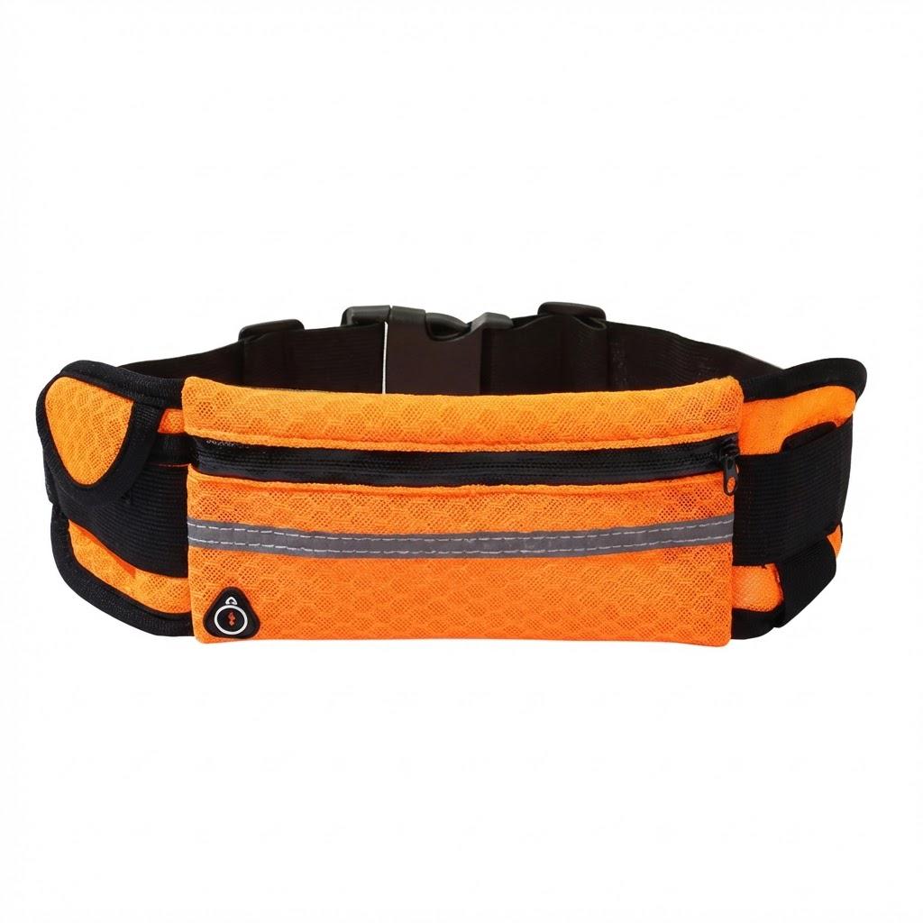 Сумка спортивная поясная Kayfovo со светоотражающей водонепроницаемой полоской с сеткой Оранжевый (e40962e7)