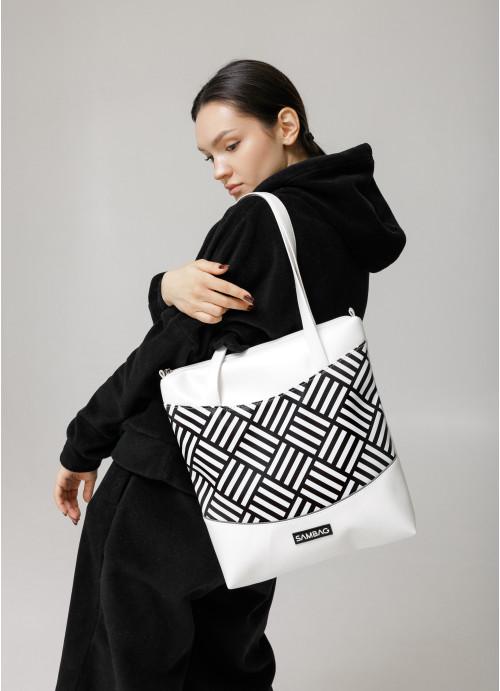 Жіноча сумка-шопер Sambag Striq Білий (969034730)