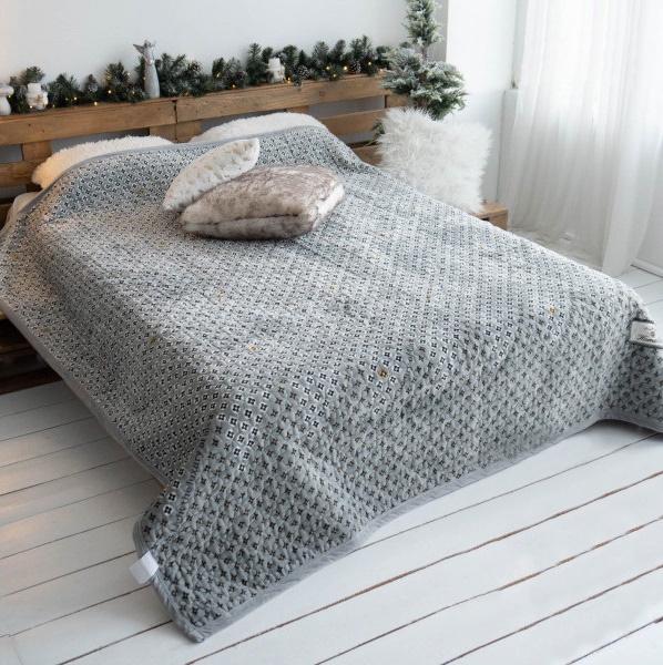 Плед стёганый Бренд евро 8543 Серый (DR009584)