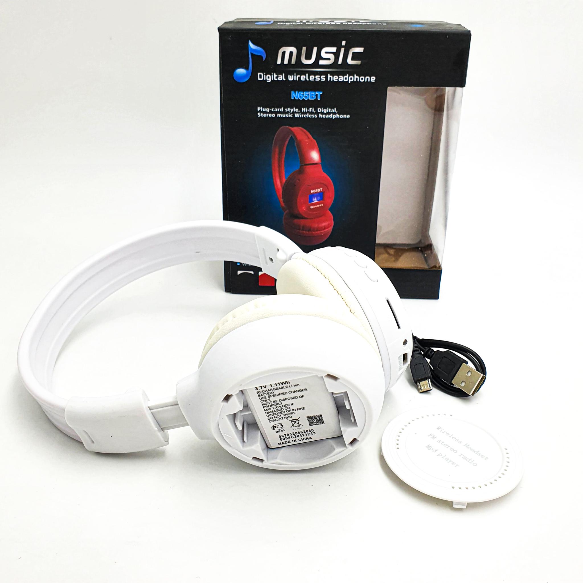 Навушники бездротові Bluetooth з MP3 плеєром і LED дисплеєм UKC N65BT Білий - фото 3