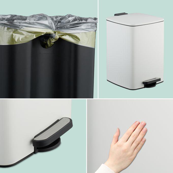 Мусорное ведро с педалью Relaxdays Soft-Close стальное для бумаги и пластика с 20 мешками 20 л 40x28x34 см - фото 3 Мусорное ведро с педалью Relaxdays Soft-Close стальное для бумаги и пластика с 20 мешками 20 л 40x28x34 см - фото 3