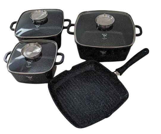 Набор кастрюль Top Kitchen 3 кастрюли и сковорода Красный (TК-103)