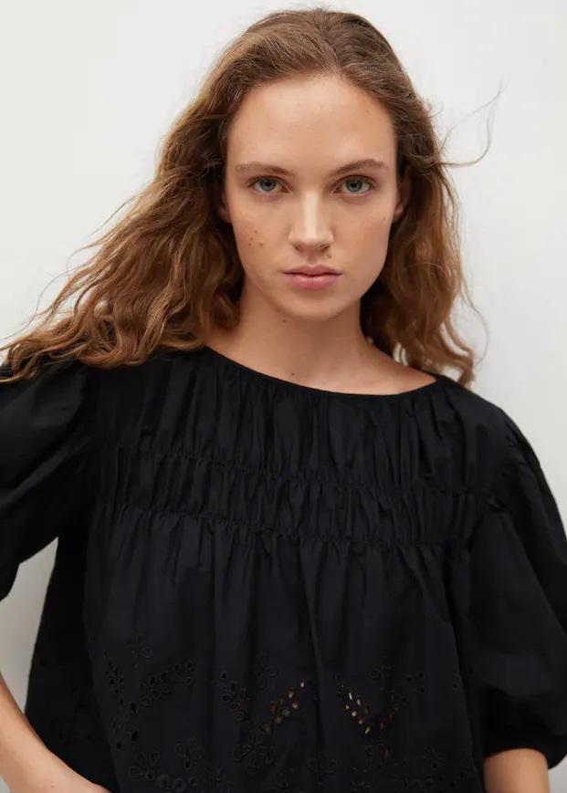 Блузка Mango с вышивкой L Черный (9850801) - фото 4 Блузка Mango с вышивкой L Черный (9850801) - фото 4