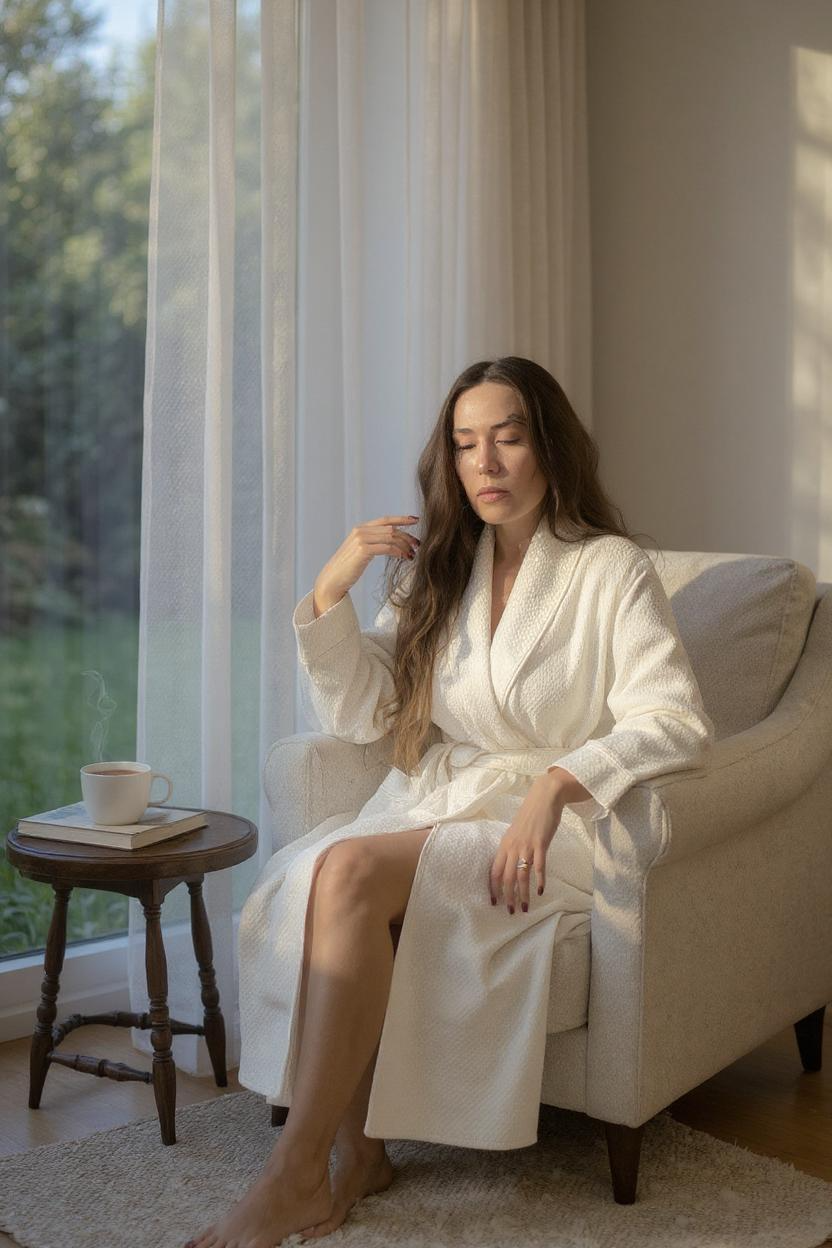 Халат жіночий Nusa бамбук/бавовна M Кремовий (2676746717) - фото 3 Халат жіночий Nusa бамбук/бавовна M Кремовий (2676746717) - фото 3