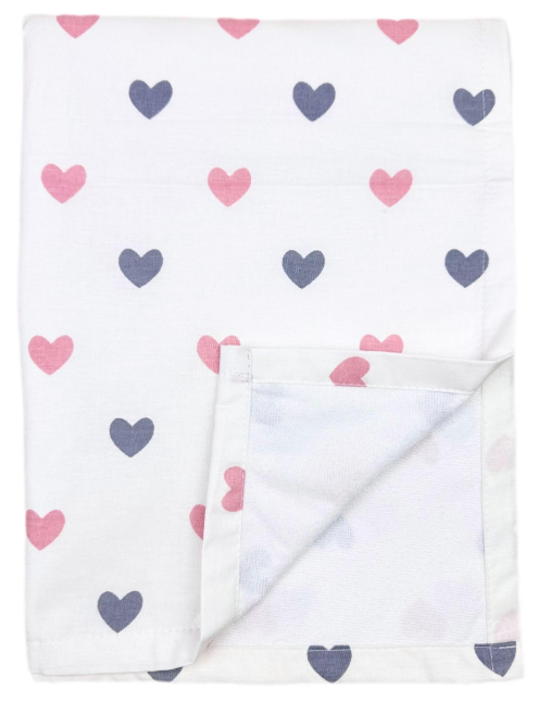 Пеленка многоразовая Сердечка серо-розовые №25 непромокаемая (142643)