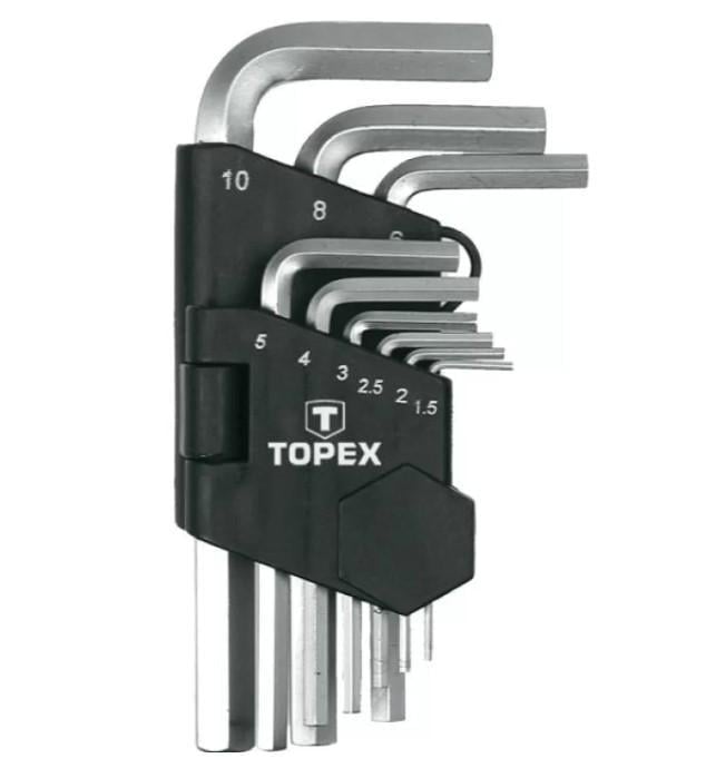 Набор шестигранных ключей Topex 1,5-10 мм 9 шт. шестигранники короткие (22746)