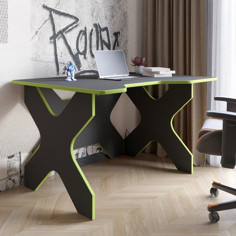 Компьютерный стол Lion Донат 120х90х74,5 см Антрацит/Зеленый (LION-041697)