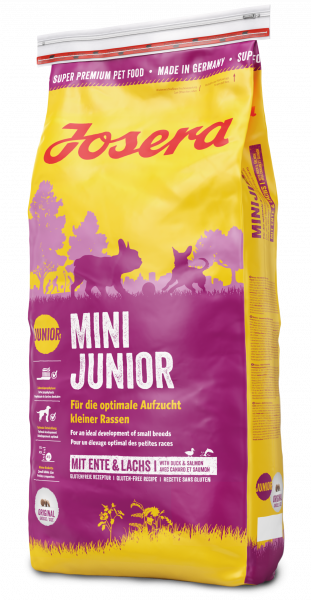 Сухой корм Josera MiniJunior для щенков мелких пород с уткой и лососем 15 кг