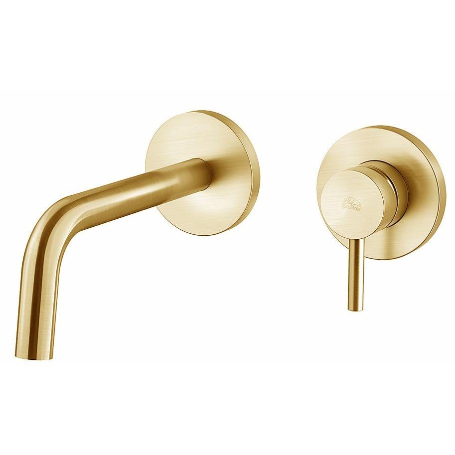 Смеситель для умывальника однорычажный настенного монтажа Paffoni Light LIG006HGSP70 Золотой (176869)