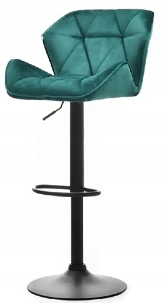 Барный стул Bonro B-087 со спинкой велюровое до 120 кг Зеленый с черным основанием (132-76-42400427)