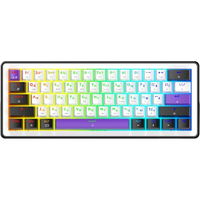 Клавиатура беспроводная Hator Hellyberry HK60 Wireless механическая 61 клавиша RGB White/Violet