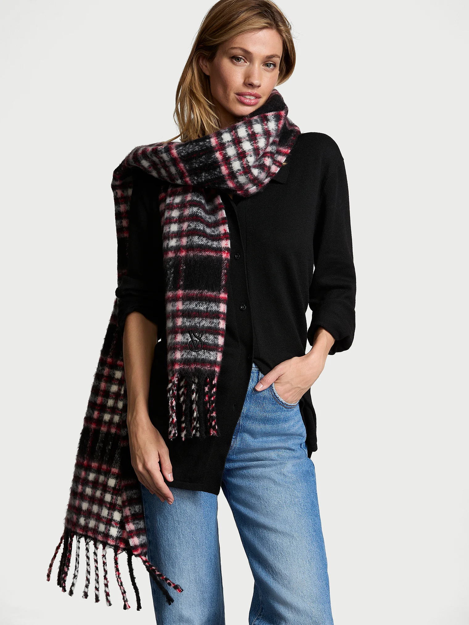 ブランケットスカーフ Victoria's Secret PP ᐉ Шарф Victoria's Secret Blanket Scarf Чорний у клітинку
